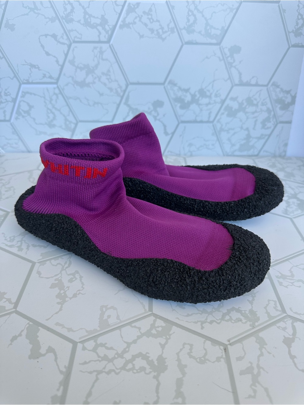 WHITIN Purple and Black Slip-On Barefoot Sock Shoe